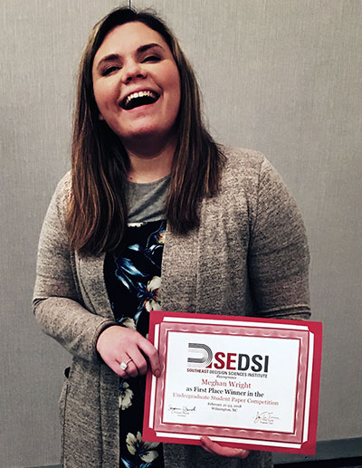 Meghan Wright Holding SEDSI First Place Award